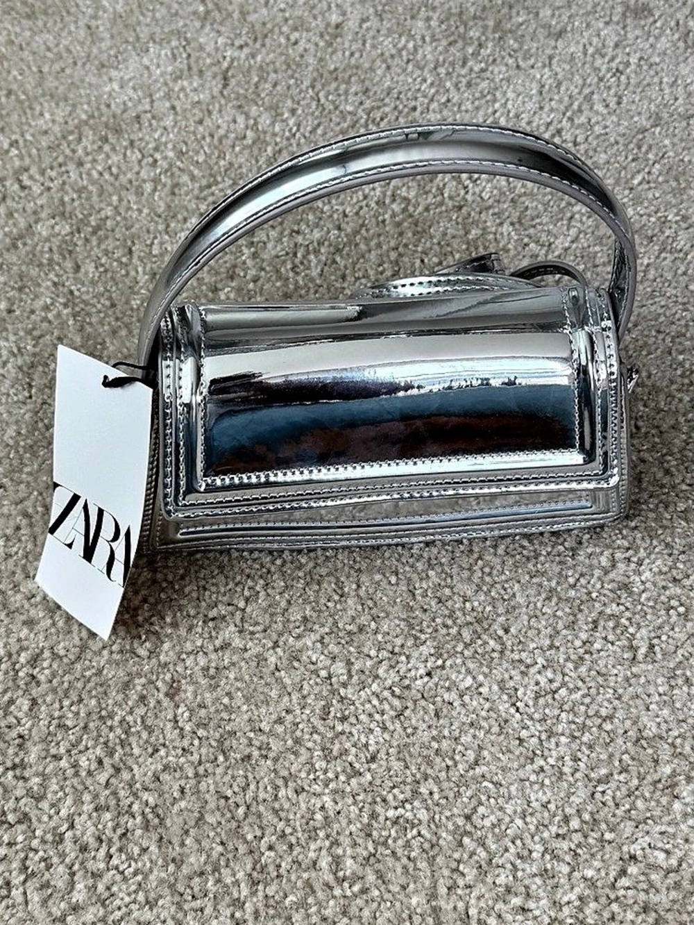 Zara Silver Crossbody Bag NWT